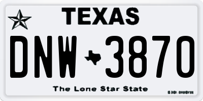 TX license plate DNW3870
