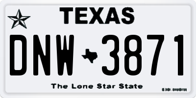 TX license plate DNW3871