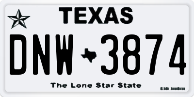 TX license plate DNW3874