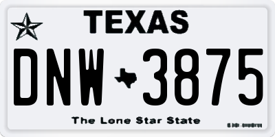 TX license plate DNW3875