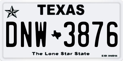 TX license plate DNW3876