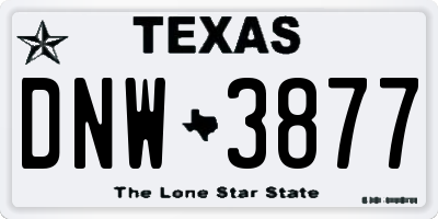 TX license plate DNW3877