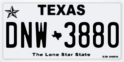 TX license plate DNW3880