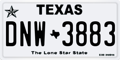 TX license plate DNW3883