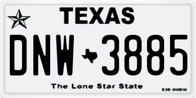 TX license plate DNW3885