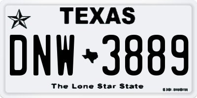 TX license plate DNW3889