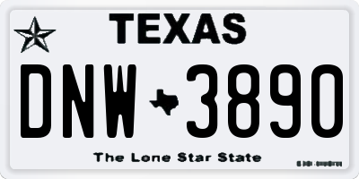 TX license plate DNW3890