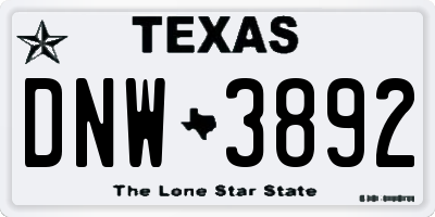 TX license plate DNW3892