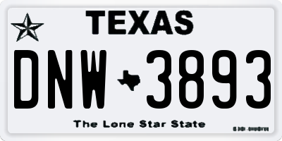 TX license plate DNW3893