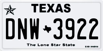 TX license plate DNW3922
