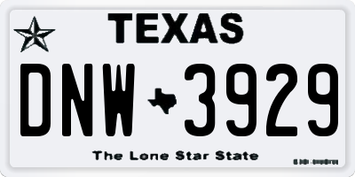 TX license plate DNW3929