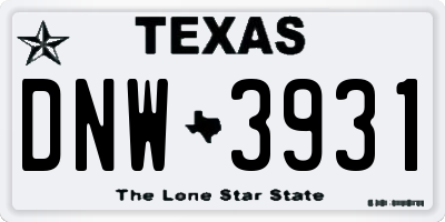 TX license plate DNW3931