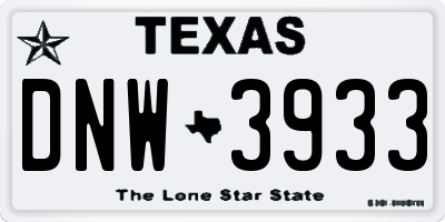 TX license plate DNW3933