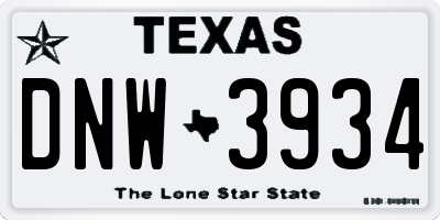 TX license plate DNW3934