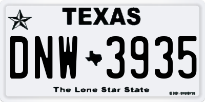 TX license plate DNW3935