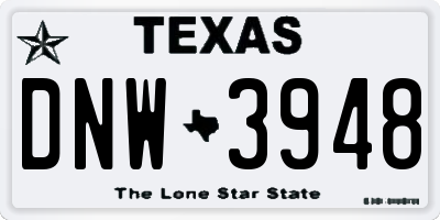 TX license plate DNW3948