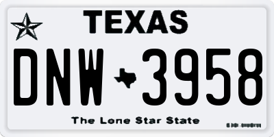 TX license plate DNW3958