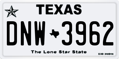 TX license plate DNW3962