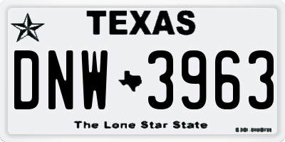 TX license plate DNW3963
