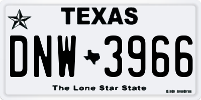 TX license plate DNW3966