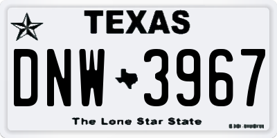 TX license plate DNW3967