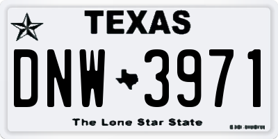 TX license plate DNW3971