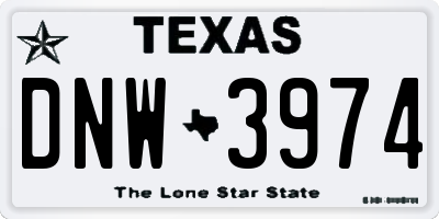 TX license plate DNW3974