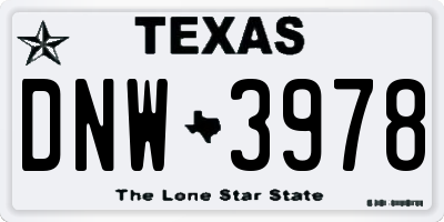 TX license plate DNW3978