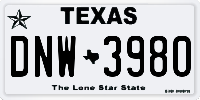 TX license plate DNW3980