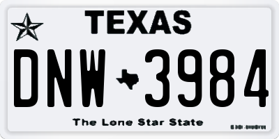 TX license plate DNW3984