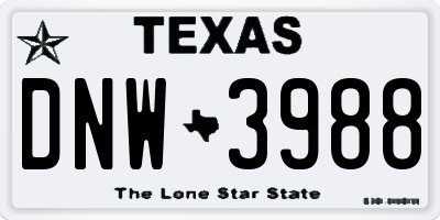 TX license plate DNW3988