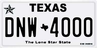 TX license plate DNW4000