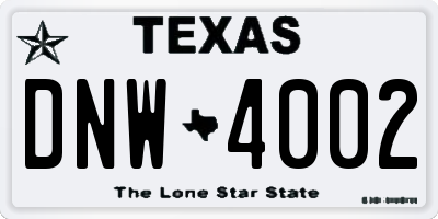 TX license plate DNW4002