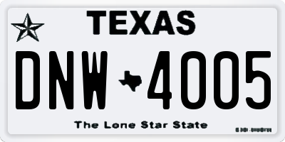 TX license plate DNW4005