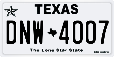 TX license plate DNW4007