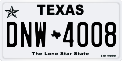 TX license plate DNW4008