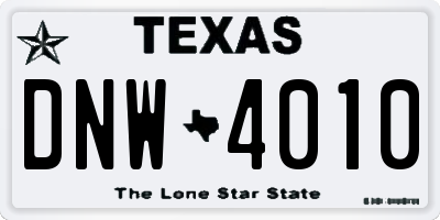 TX license plate DNW4010