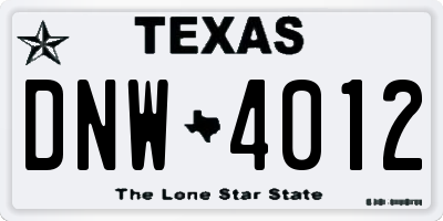 TX license plate DNW4012