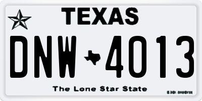 TX license plate DNW4013