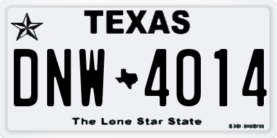 TX license plate DNW4014
