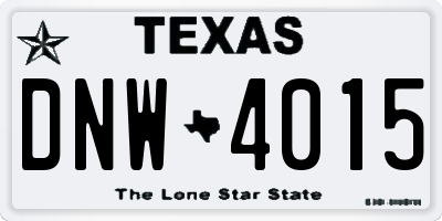 TX license plate DNW4015