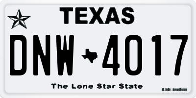 TX license plate DNW4017