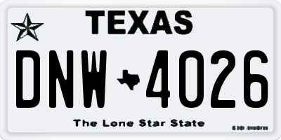 TX license plate DNW4026