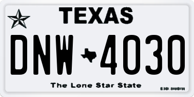 TX license plate DNW4030
