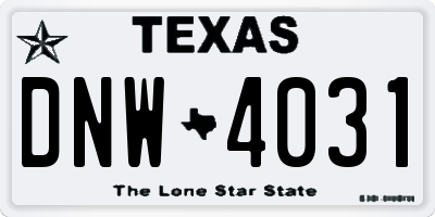 TX license plate DNW4031