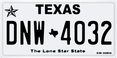 TX license plate DNW4032