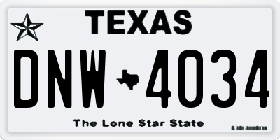 TX license plate DNW4034