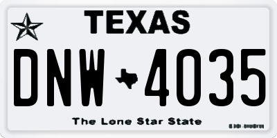 TX license plate DNW4035
