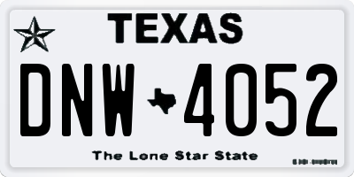 TX license plate DNW4052