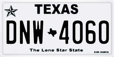 TX license plate DNW4060